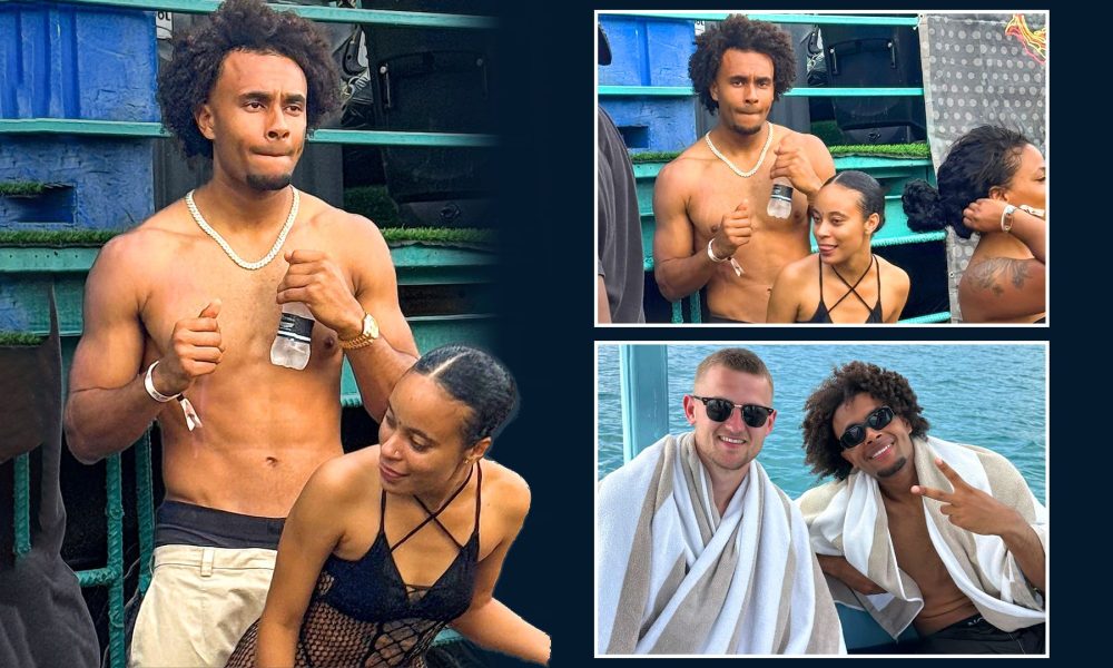 Topless Zirkzee tw*rked on by partygoer in see-thru outfit at Barbados festival