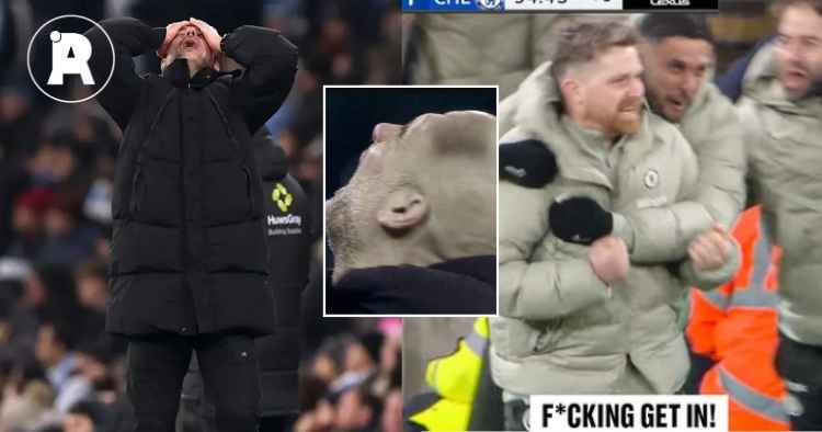 SPOTTED: Pep Guardiola’s agony as late Chelsea goal derails Man City’s Premier League title push