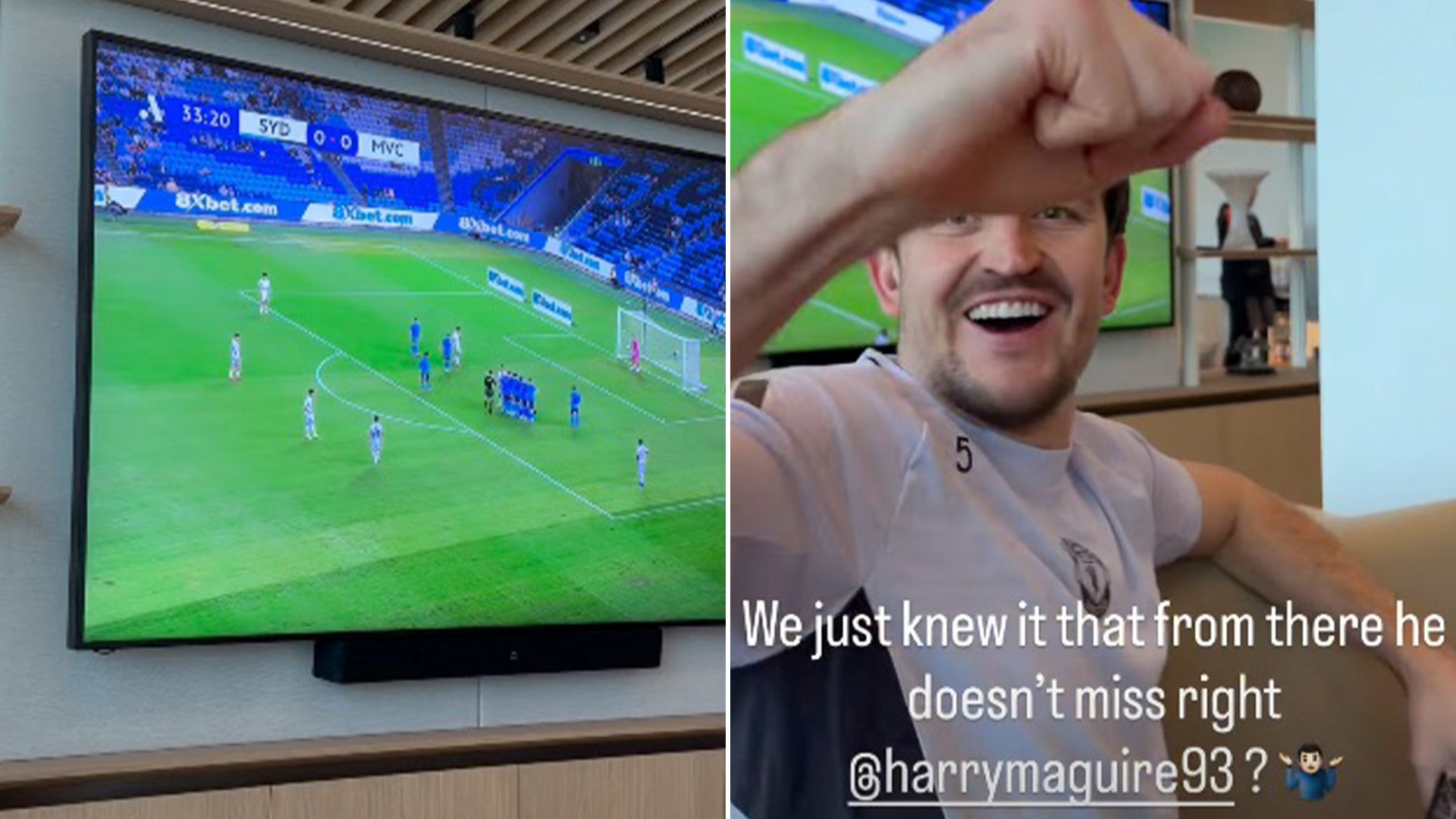 Fernandes and Maguire go wild at Carrington as they watch former Man Utd hero score incredible free-kick