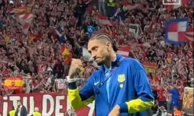 Raphinha makes gesture to Atletico Madrid fans ahead of possible Arsenal tie in Champions League