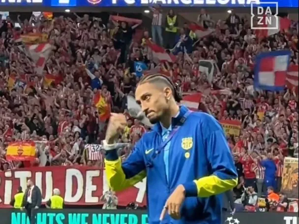 Raphinha makes gesture to Atletico Madrid fans ahead of possible Arsenal tie in Champions League